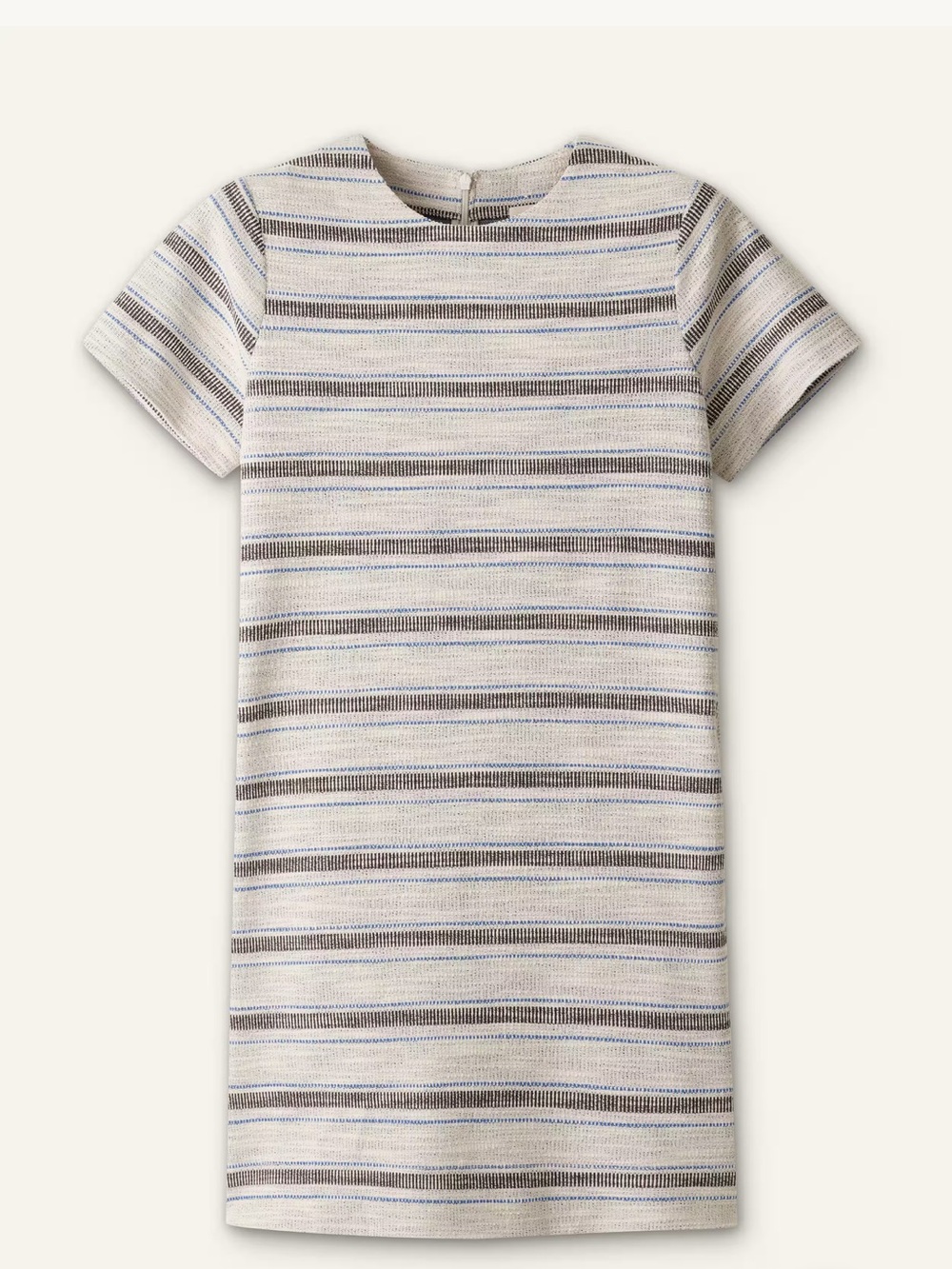 ME+EM Cream and Light Blue Striped Short Sleeve Shift Dress - Picture 2 of 3